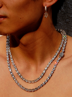 NICEPOWER 蛋形椭圆网球链 AP同款嘻哈满钻轻奢项链SASI同款