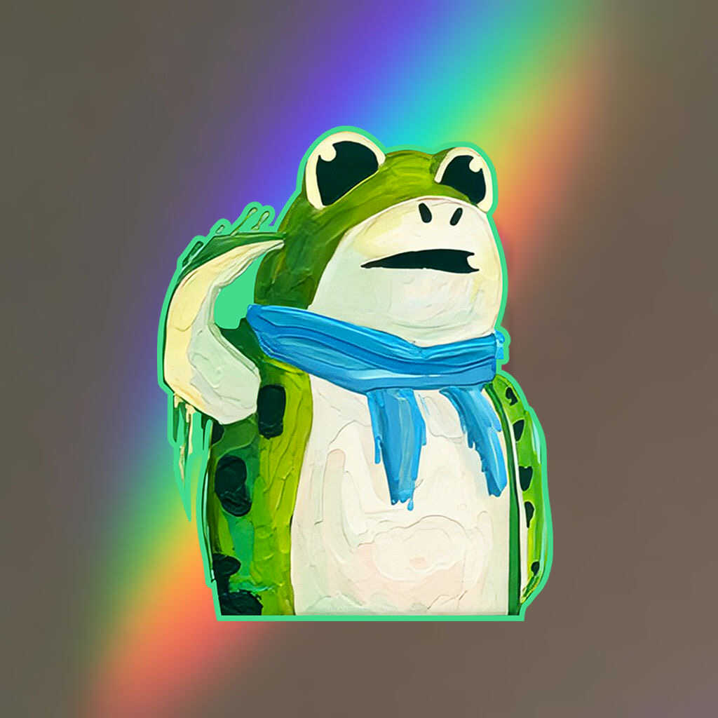 蛙人敬礼防水网红可爱装饰贴纸