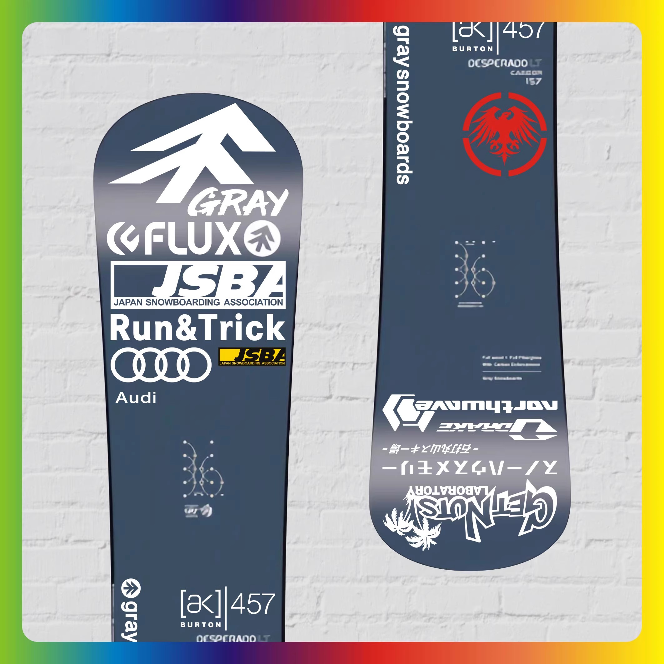 23/24款gray单板小白树LT滑雪装饰板贴刻滑平花防水镂空套装贴纸