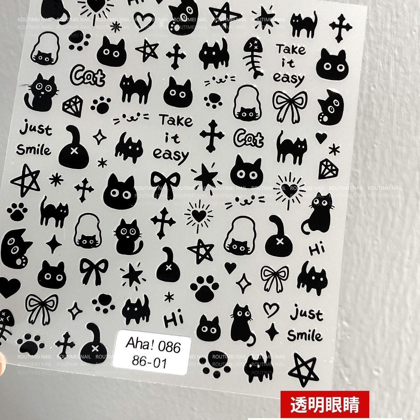 猫咪贴纸美甲新款爆款可爱卡通猫ins小猫咪背胶美甲贴纸