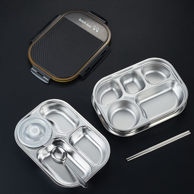 316食品不锈钢分格餐盘饭盒密封