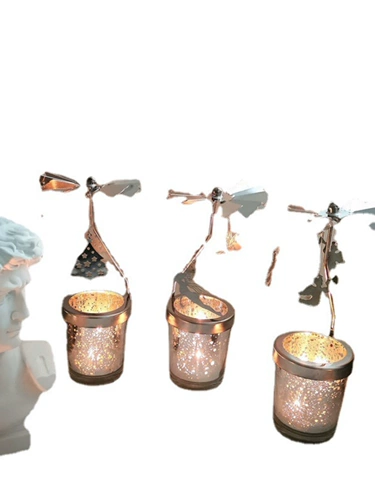 Вращающаяся свеча серебряная железа INS Мечтательная свеча ароматерапия железная романтическая ретро -плюс