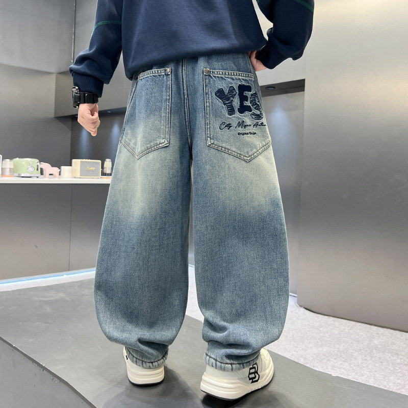 男童裤子春秋装2026新款儿童中大童帅气男孩直筒休闲牛仔裤青少年