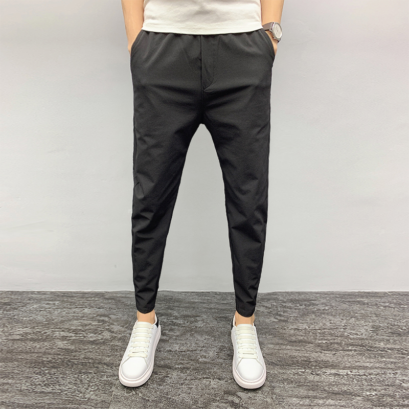 裤子男春秋新款九分裤修身小脚裤束脚休闲裤男韩版潮流黑武士长裤