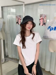 内搭上衣 T恤女艺术感森系短款 Nice studio奶思家韩系拼色镶边短袖