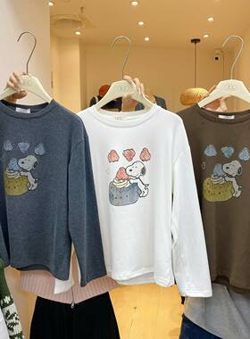 ZC韩版常规版可爱卡通印花圆领显瘦长袖T恤女上衣潮