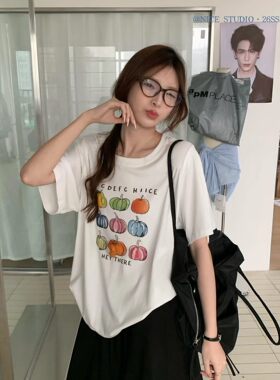 Nice studio奶思家夏季韩版宽松圆领短袖T恤女显瘦百搭上衣潮