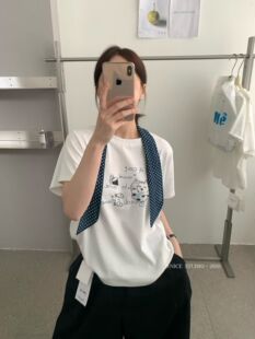 圆领短袖 T恤女百搭休闲卡通图案上衣潮 studio奶思家韩版 Nice