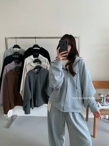 Nice studio奶思家秋季韩版时尚休闲宽松显瘦连帽外套女上衣潮