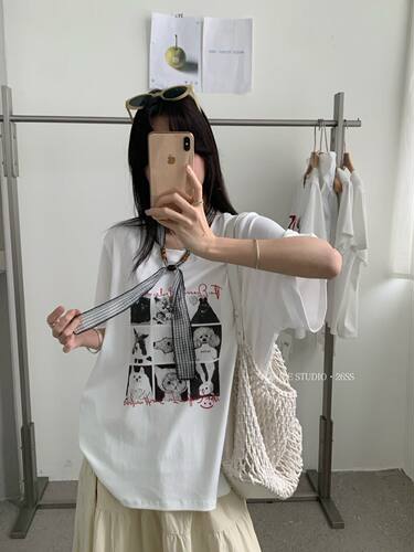 NICE studio奶思家夏季韩系休闲宽松大版型短袖T恤女上衣潮