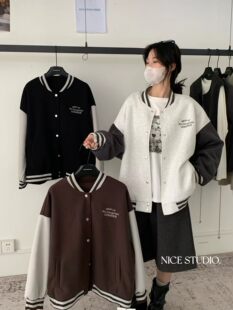 Nice studio奶思家秋韩版时尚休闲宽松显瘦撞色棒球服外套女潮