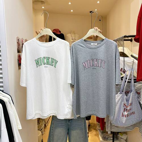 ZC夏上新韩系宽松大版型休闲百搭字母印花短袖T恤女上衣潮