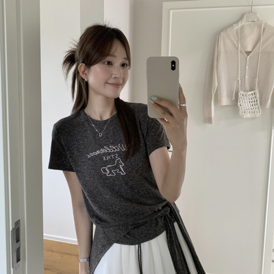 密思家软糯亚麻短袖T恤配披肩