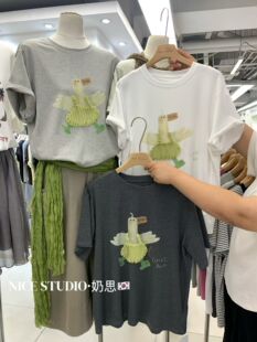 Nice studio奶思家夏季2026韩版宽松显瘦百搭圆领短袖T恤女上衣潮