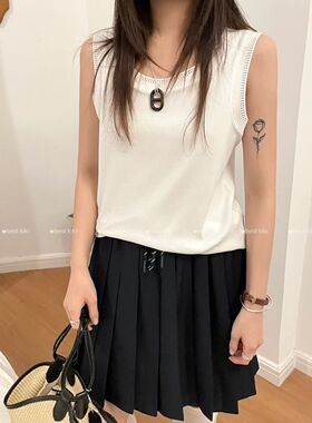 KiKi2026夏季新款韩版宽松显瘦百搭花边无袖背心女休闲上衣潮