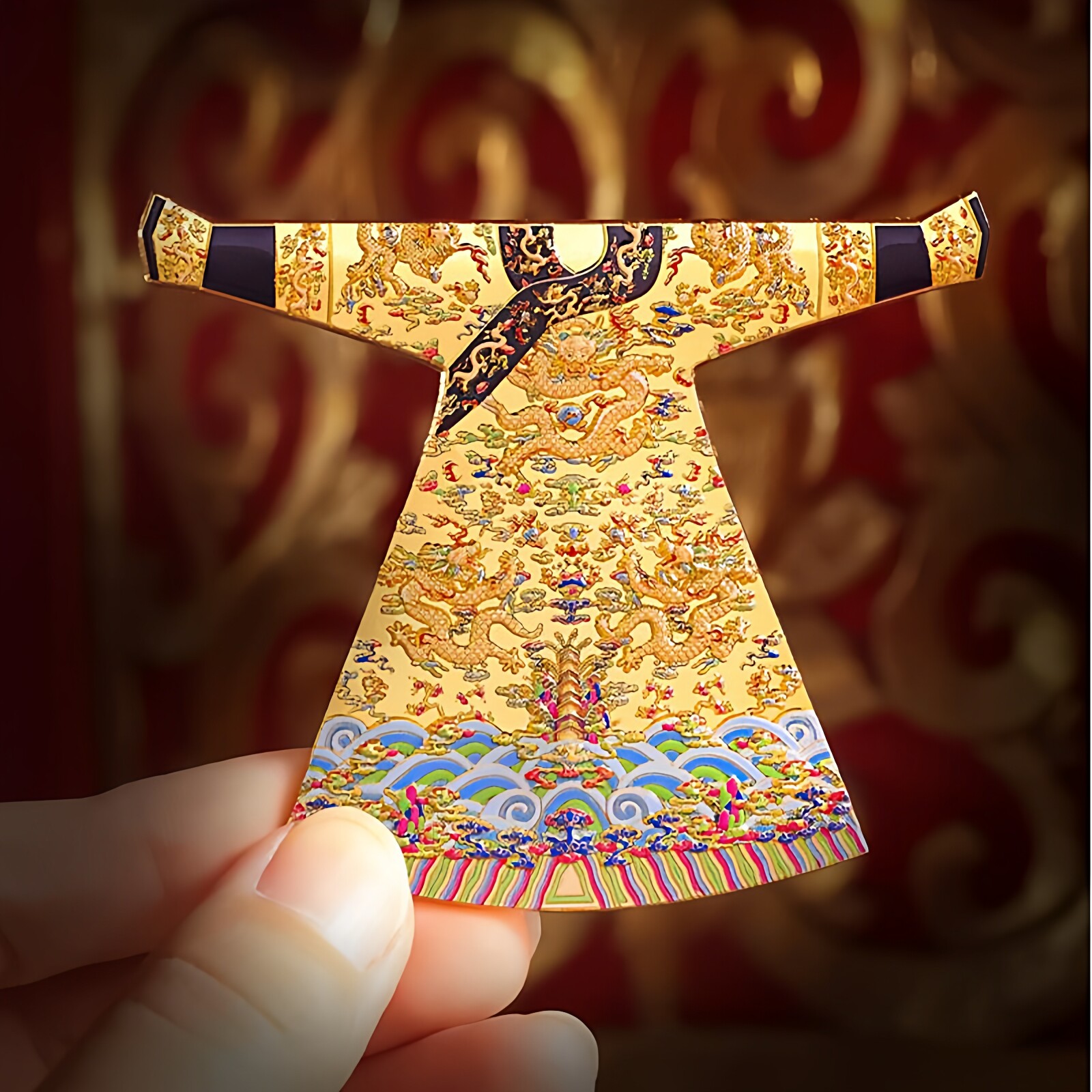 故宫文创非遗刺绣缂丝金龙龙袍AR冰箱贴纪念3D立体冰箱贴景区手信