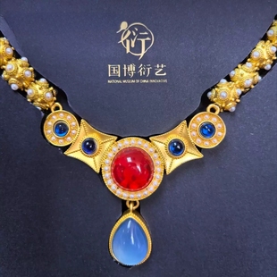 国博新品正版李静训镶珍珠宝石金项链冰箱贴旅游纪念品礼物小红书