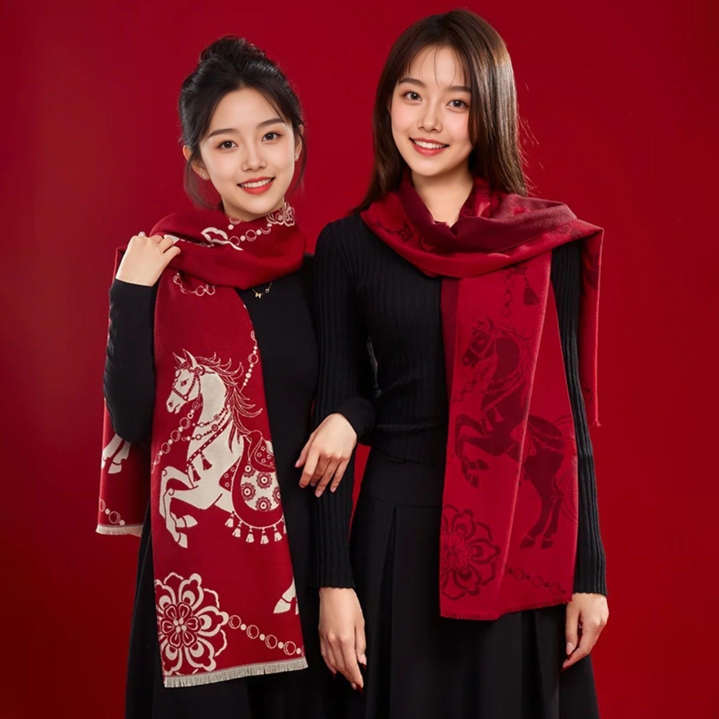 2026故宫红围巾马年生肖围巾新年礼物年会员工福利婚礼寿宴礼盒装