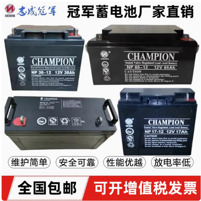 CHAMPION志成冠军蓄电池NP40-12V100AH17A38A65A24A直流屏UPS储能