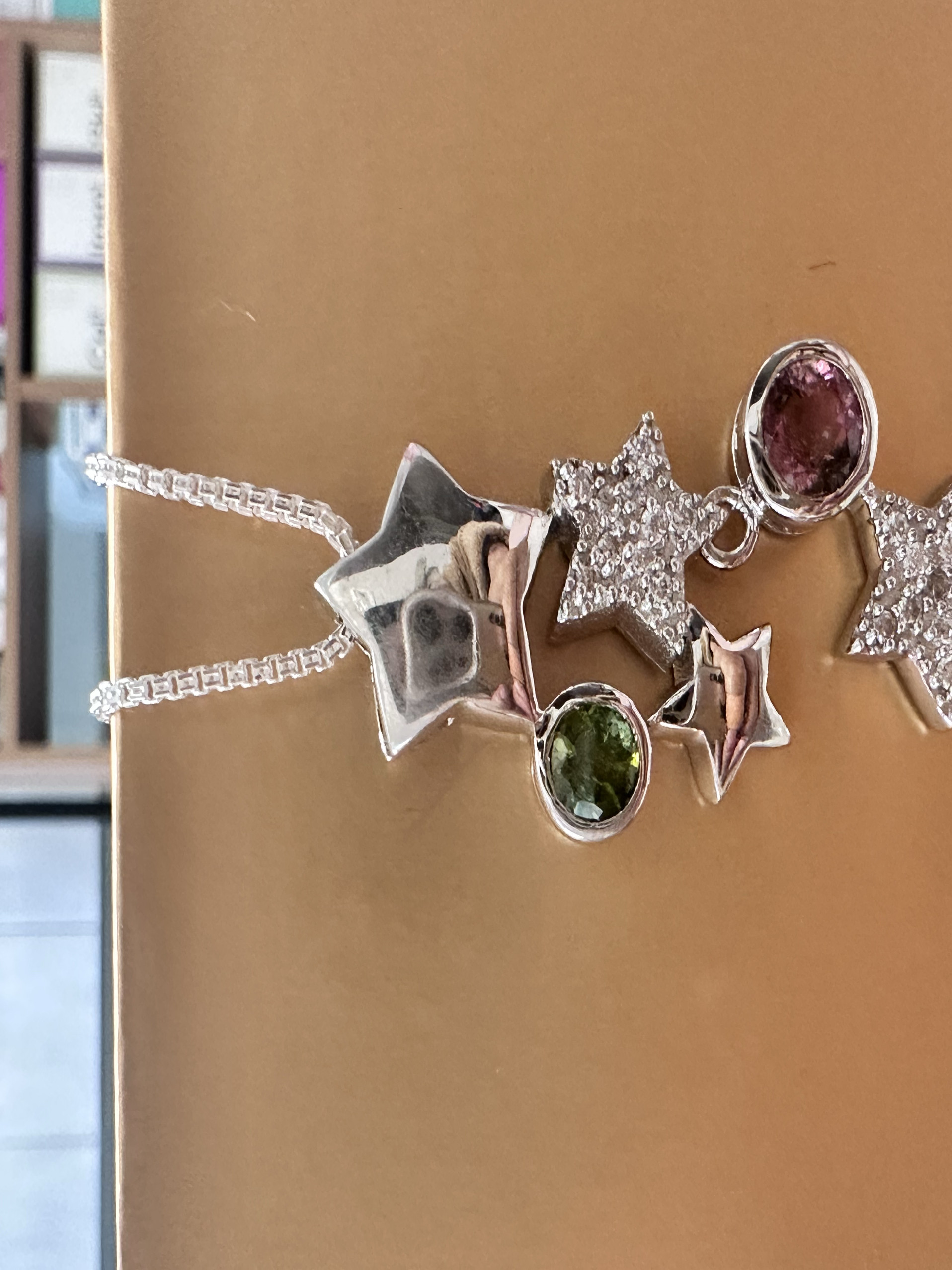 印度纯银镶嵌碧玺项链