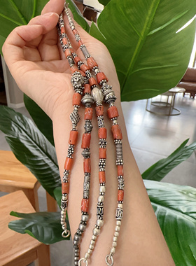 印度纯银镶嵌天然老山湖手链