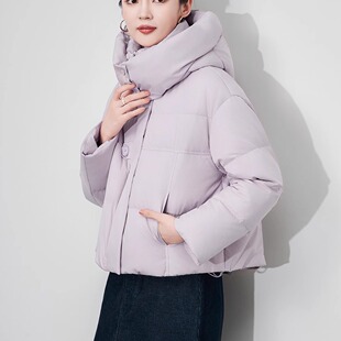 防风保暖连帽90白鸭绒羽绒服女装短款外套2026秋冬新款加厚面包服