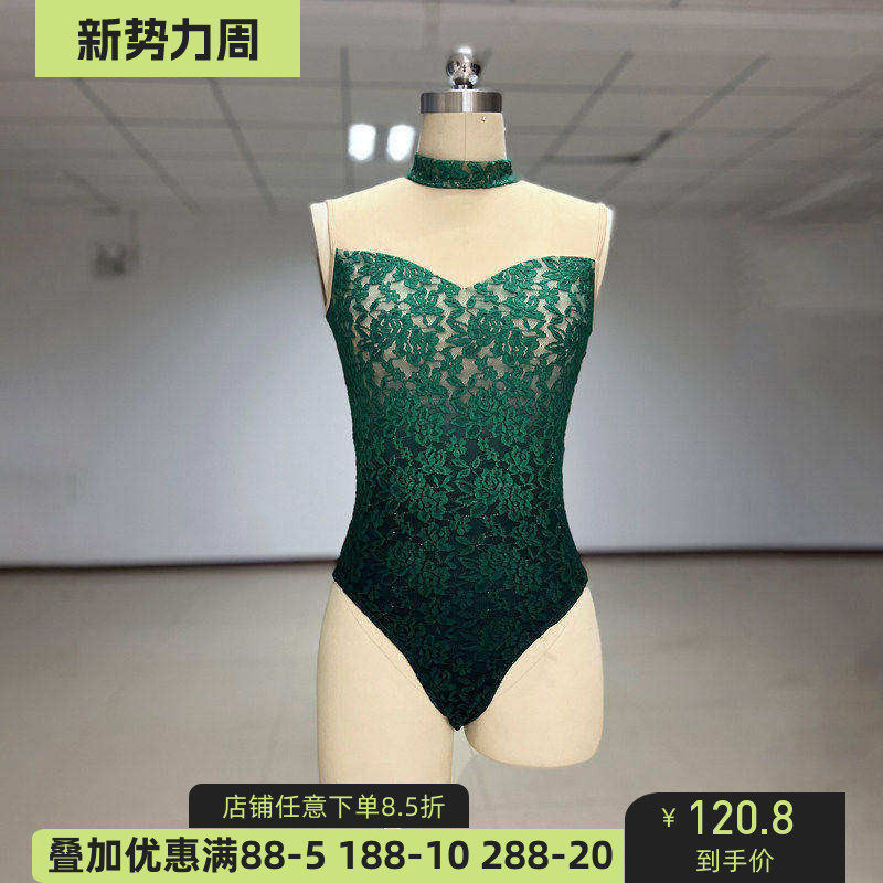 舞研依库芭蕾舞服艺考基训练功形体服高胯修身蕾丝班服舞蹈体操服