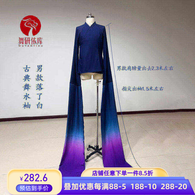 舞研依库古典舞身韵舞蹈水袖男练功服基训班服表演民间翩袖落了白