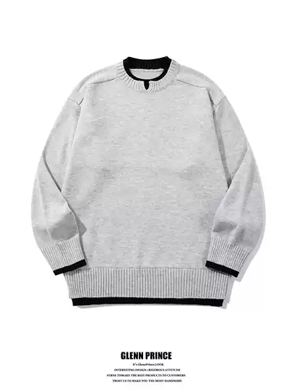 Gpstudio American-Style Trendy Brand Fake Two-Piece Sweater with a Lazy High-End Feel, Versatile Loose-Fitting Knitwear for Men in Autumn