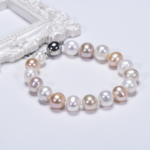 淡水珍珠大点位珍珠手链近圆珍珠手串糖果淡水送女友