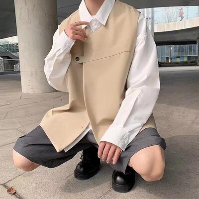 日本ぜいた春季百搭男士宽松无袖