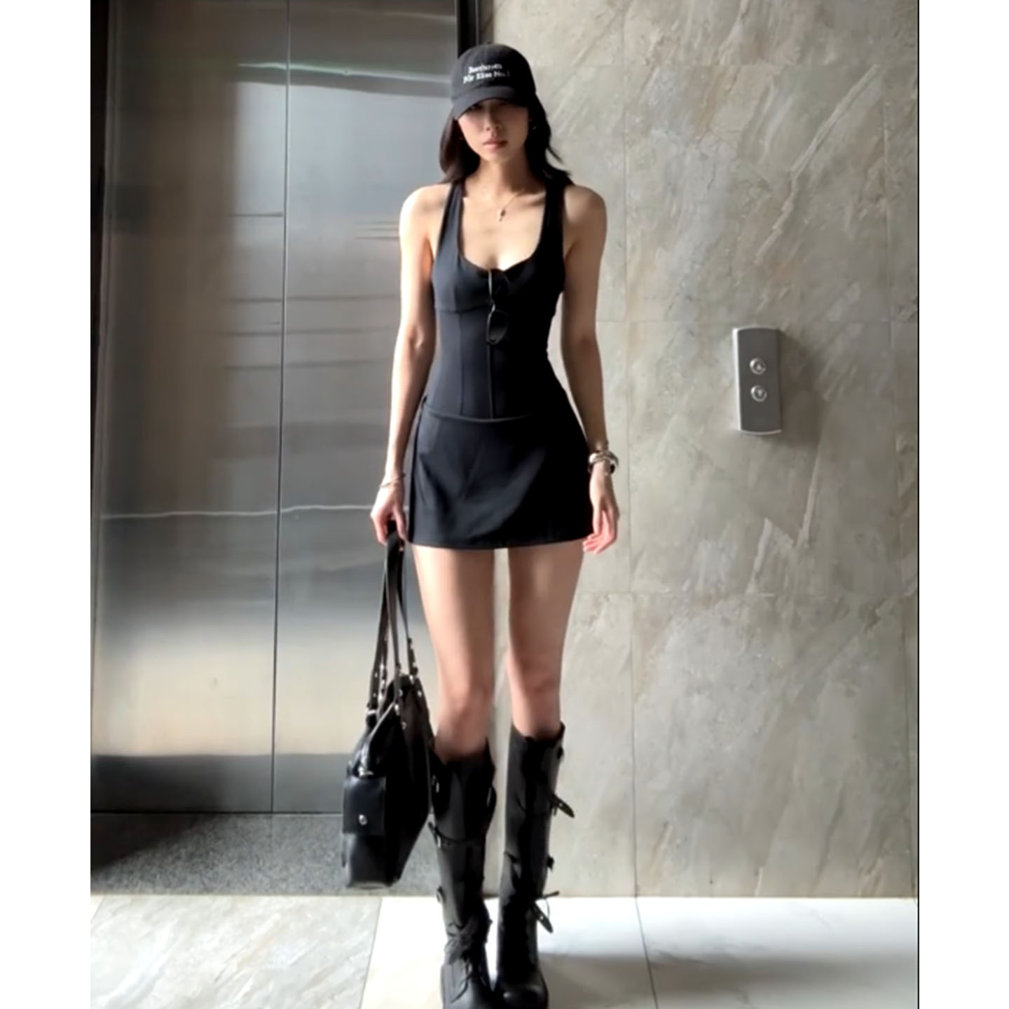 美式辣妹黑色连衣裙女