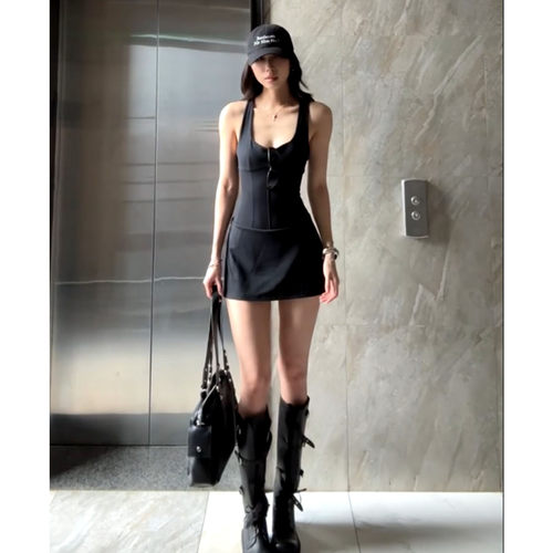 美式辣妹黑色连衣裙女