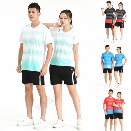 快干吸湿羽毛球服套装比赛男女夏网球短袖T恤排球服运动乒乓球服
