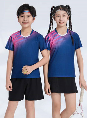 快干儿童羽毛球服吸汗速干比赛小孩子定制短袖男女童短袖乒乓球服