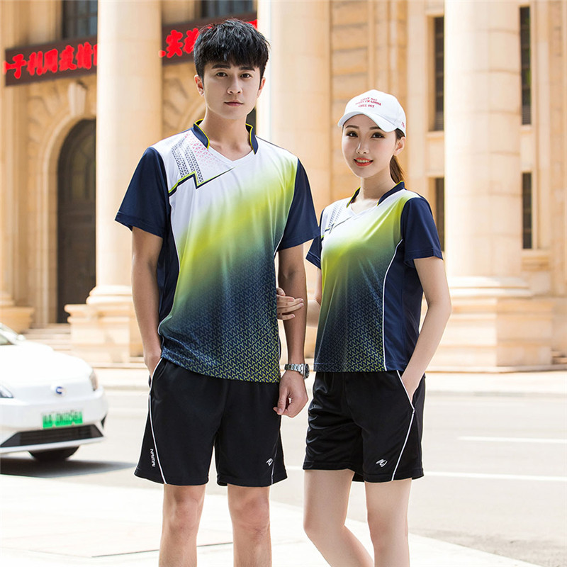 快干羽毛球服V领运动男女夏速干短袖T恤比赛服训练乒乓球衣短裤裙