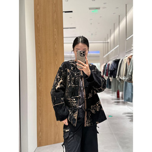 AS达哥~青绿系列原料~东方贵气蜻蜓纹样新中式提花国风盘扣外套女