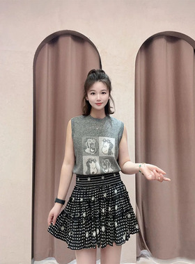 AS达哥~区别市场版货~2025早秋新款无袖圆领灰色针织背心女马甲