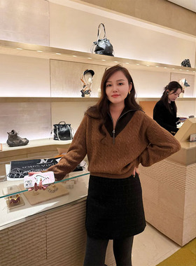 AS达哥~ED高端系列 原C纱线~25冬季新款海军领牦牛绒羊毛复古毛衣