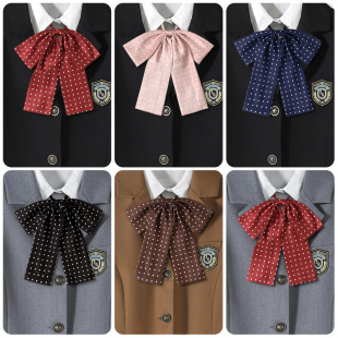 大长柄波点领结女jk日系学院风制服衬衫 百搭蝴蝶结领花水手服配饰