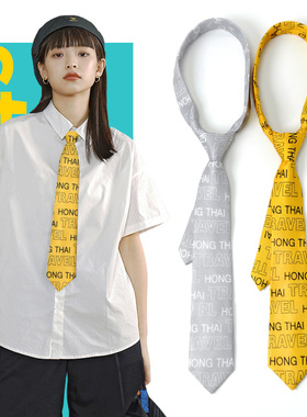 校供感日系JK领带女配件衬衫装饰dk制服手打学院风灰色字母领带男