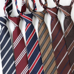 日系学院风jk领带女酒红色棕色条纹手打领带男衬衫配饰学生蓝色款