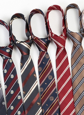 日系学院风jk红色条纹领带女衬衫制服配饰校供款棕色dk手打领带男