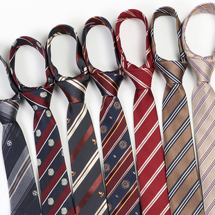 日系学院风jk红色条纹领带女衬衫制服配饰校供款棕色dk手打领带男