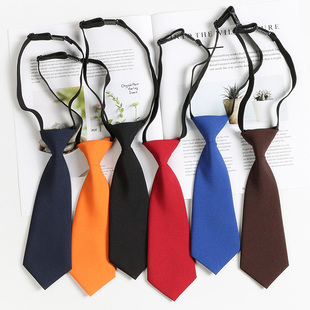 纯色儿童小领带学校幼儿园懒人免打校服衬衫 配饰黑色红色团体表演