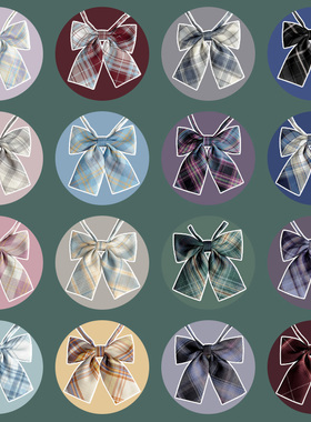 日系格子黑色红色领结女jk配饰衬衫蝴蝶结学院风水手服毕业照装饰