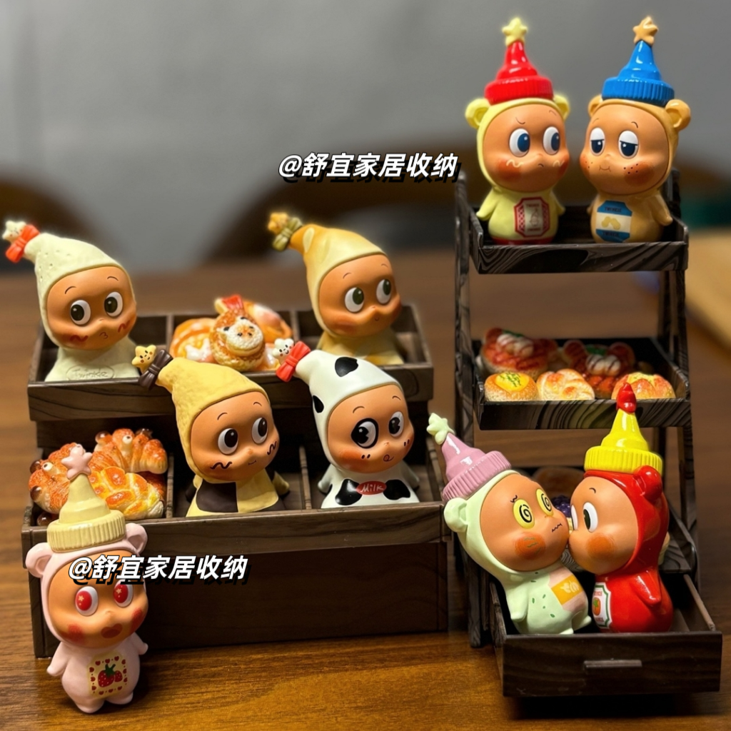 泡泡玛特星星人随心配小萌粒货架面包展示盒小盲盒阶梯收纳展示架
