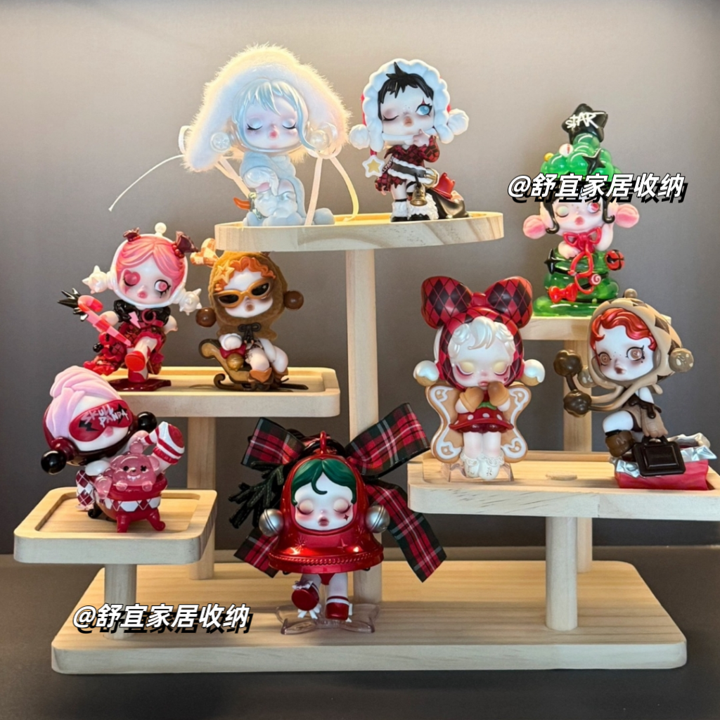 泡泡玛特SKULLPANDA许愿时间到sp圣诞手办盲盒造景展示架收纳架子