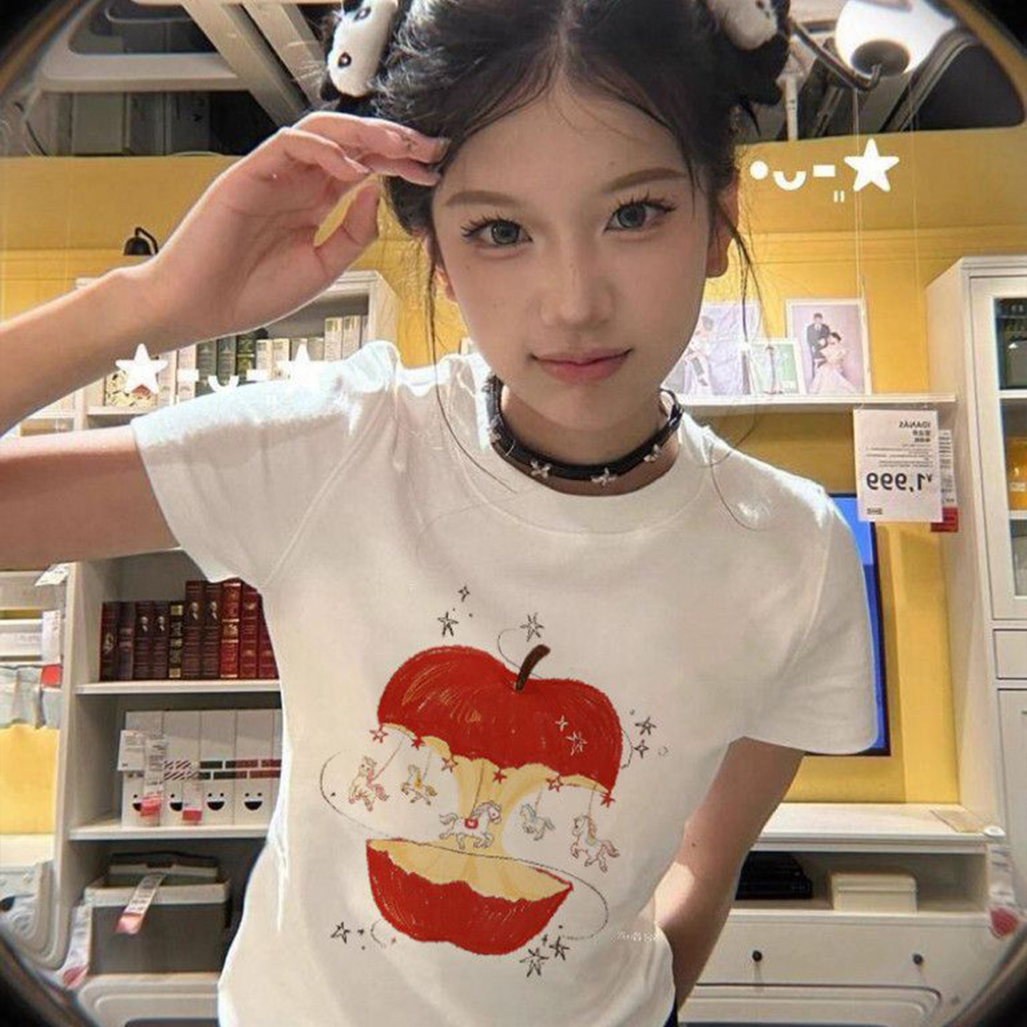 可爱苹果小马女大童修身短袖T恤图片