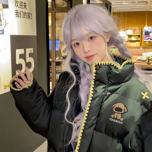 美式复古刺绣羽绒棉服女大童初中高中学生宽松洋气外套冬季棉袄